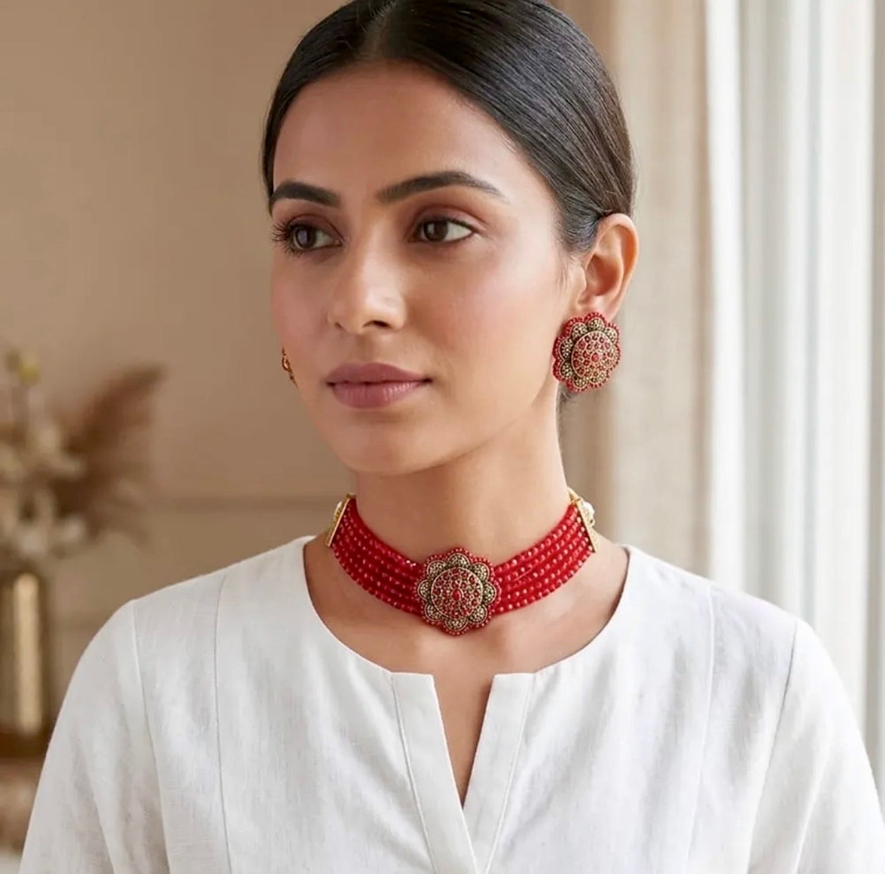 Midnight Dahlia Bead Choker Set