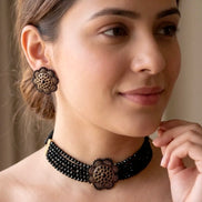 Midnight Dahlia Bead Choker Set