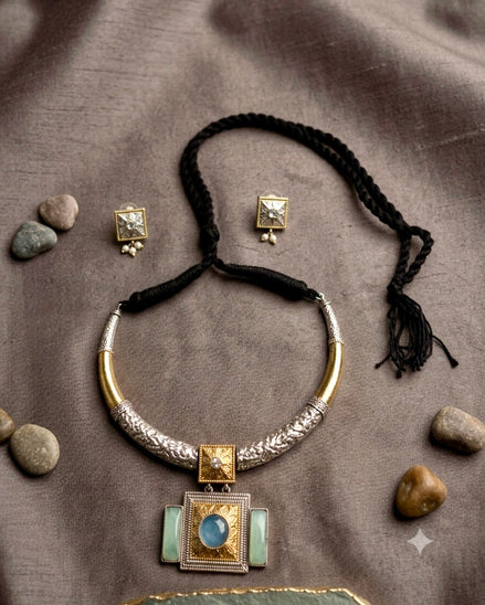 Sea-Mist Sage Dual-Tone Hasli Set