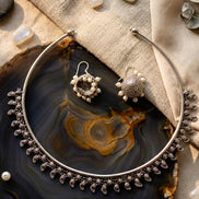 Pearl-Kissed Moon Hasli & Jhumka Set.