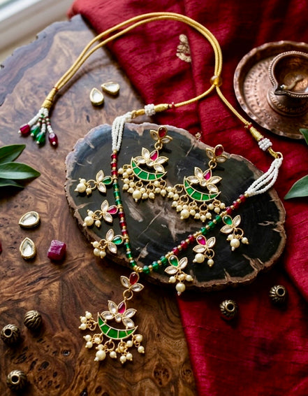 Emerald Blossom Festive Necklace Set