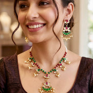 Emerald Blossom Festive Necklace Set