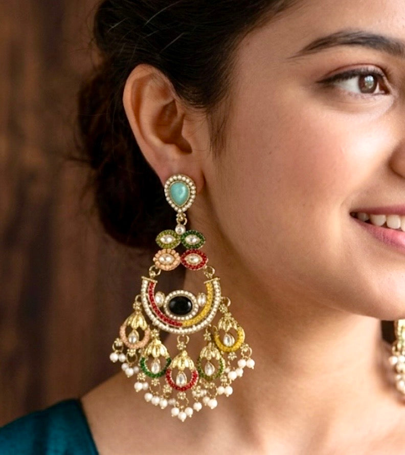 Rainbow Chandbali Jhumkis