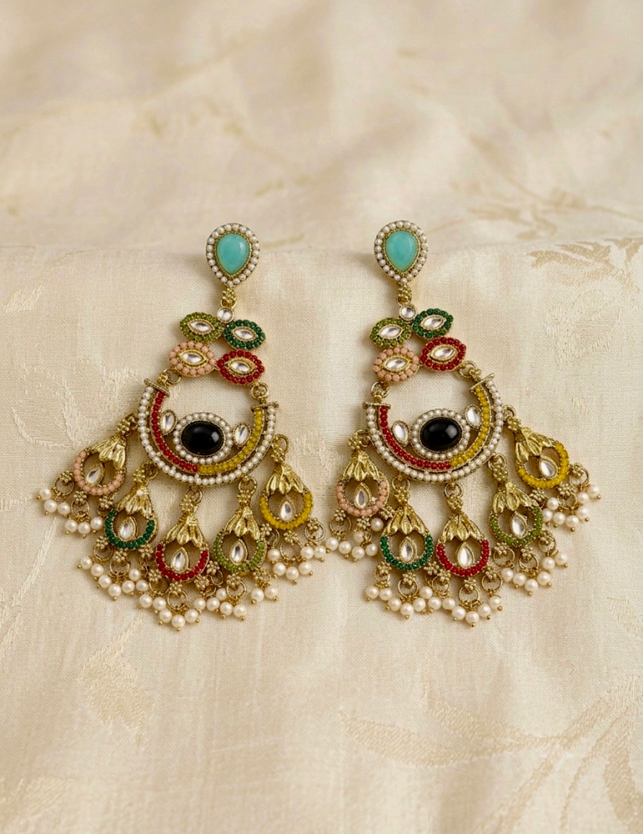 Rainbow Chandbali Jhumkis