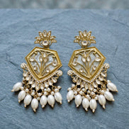 Ivory Blossom Sheild Earing