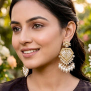 Ivory Blossom Sheild Earing
