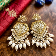 Ivory Blossom Sheild Earing