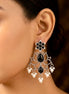 Oxidised Silver Black Lotus Dangler Earrings.
