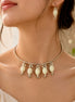Silver-Plated Pearl Droplet Hasli Necklace Set