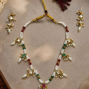 Gold-Plated Kundan and Seed Pearl light weight neacklace set