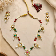 Gold-Plated Kundan and Seed Pearl light weight neacklace set