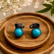 Oxidized Silver Elephant-Head Stud