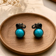 Oxidized Silver Elephant-Head Stud