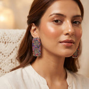Teejh Ganavi Stone Silver Oxidised Earring.