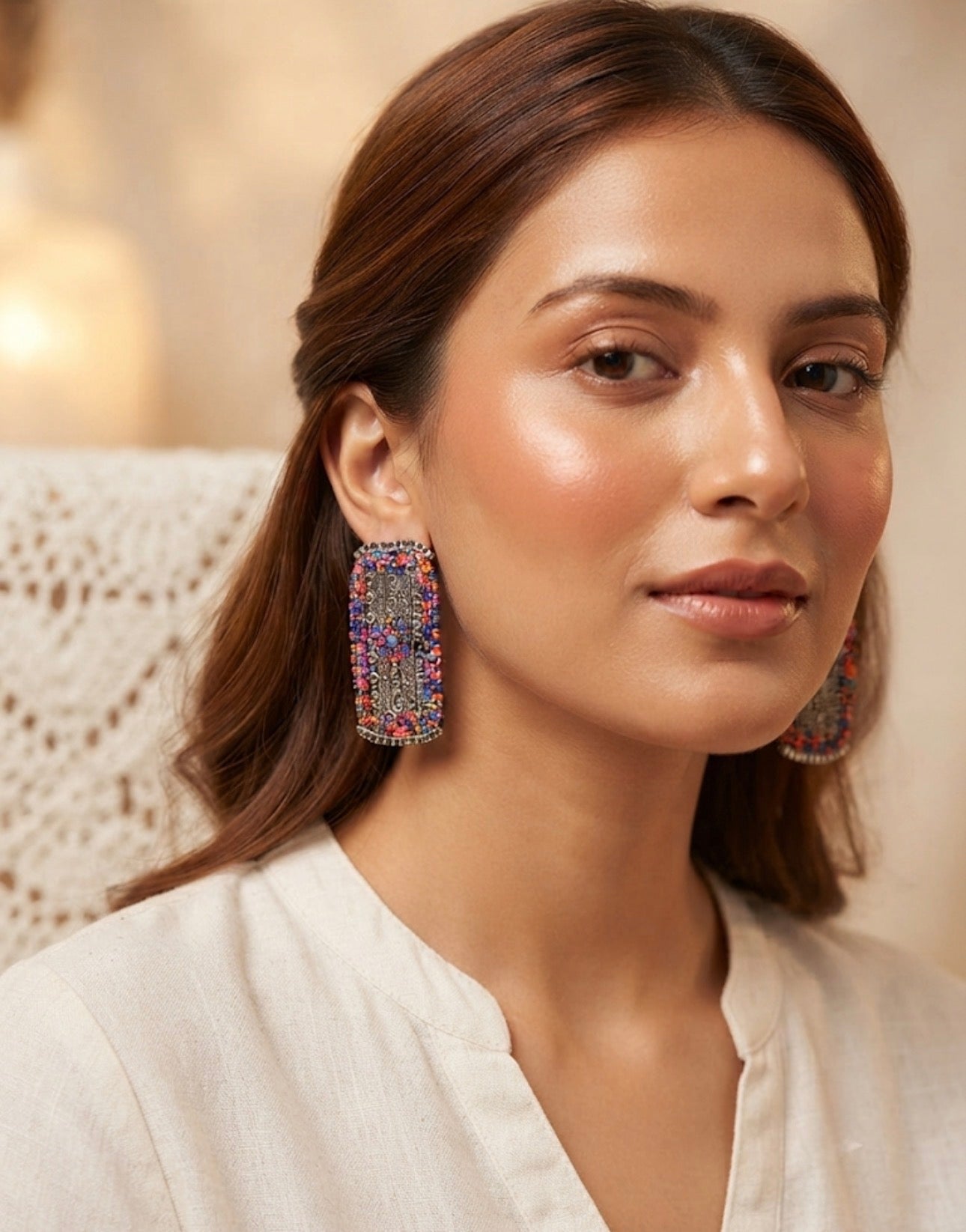 Teejh Ganavi Stone Silver Oxidised Earring.