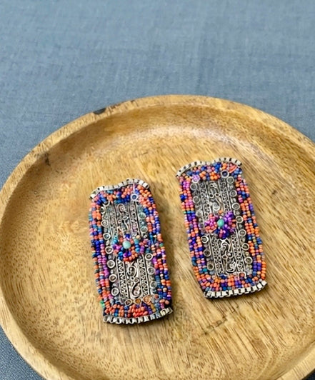 Teejh Ganavi Stone Silver Oxidised Earring.