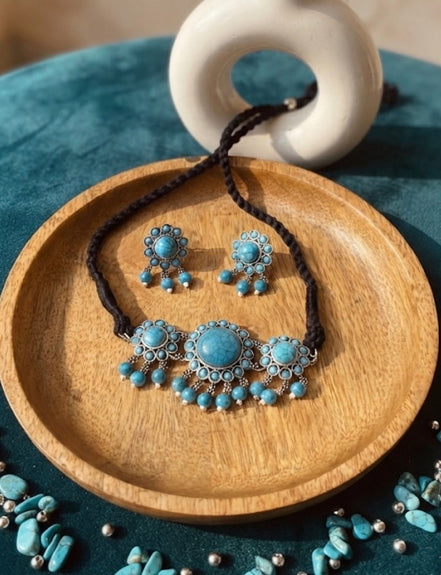 Anjum Choker Turquoise Set