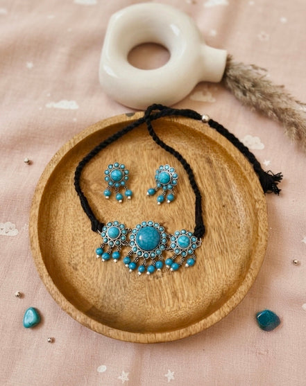 Anjum Choker Turquoise Set
