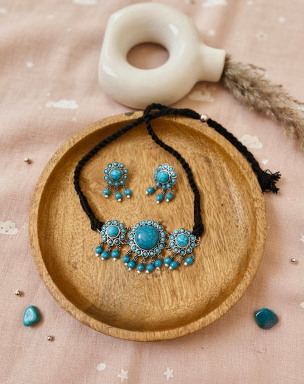 Anjum Choker Turquoise Set