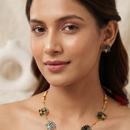 Black Enamel Lotus Choker Set