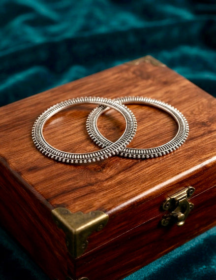 Zenia Multi-Wrap Oxidised Kada (Set Of 2)