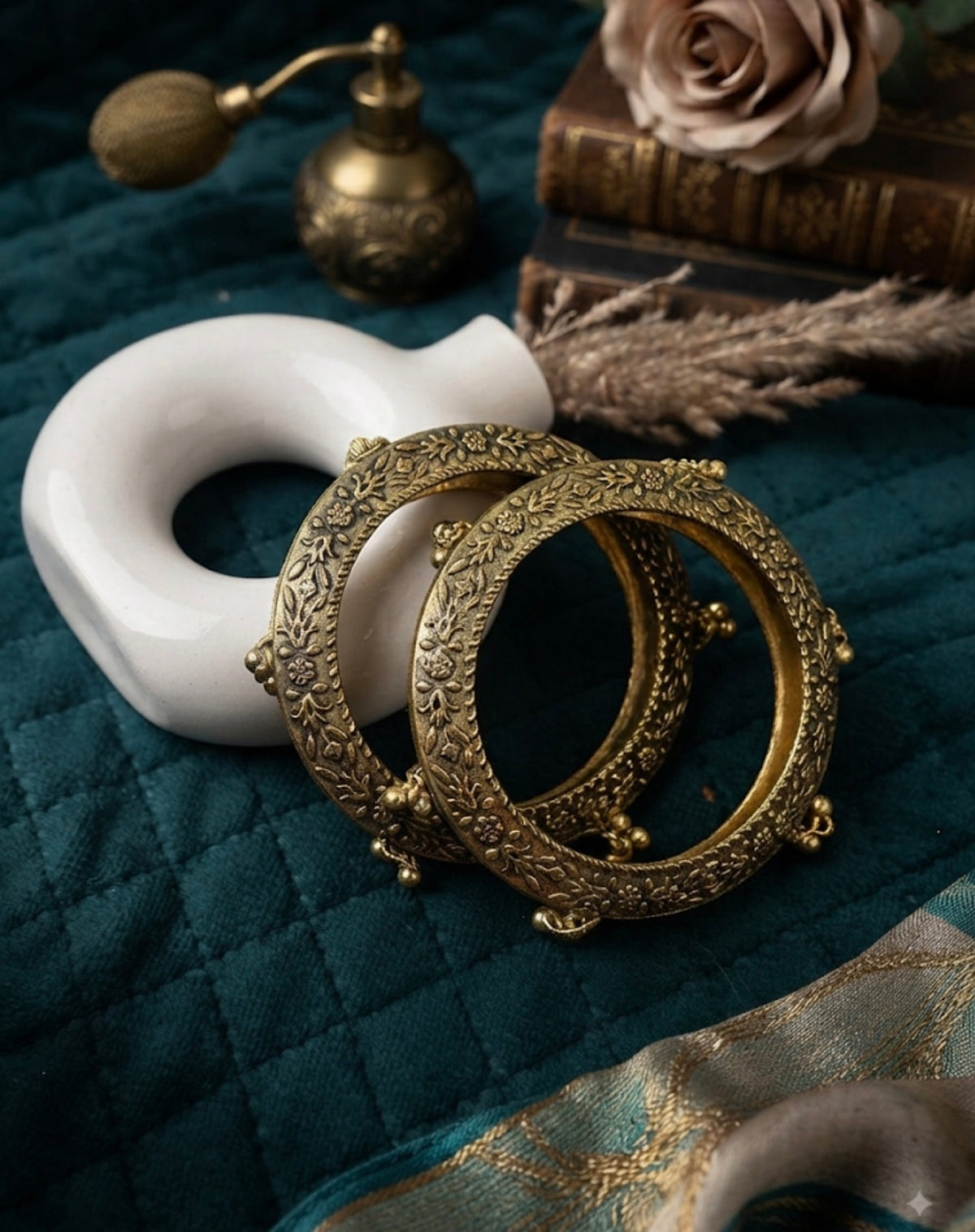 GOLDEN Oxidized Ghungroo Bangles Set Of 2