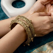GOLDEN Oxidized Ghungroo Bangles Set Of 2