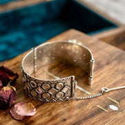 Zoya Mirror-Work Silver Cuff