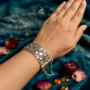 Zoya Mirror-Work Silver Cuff