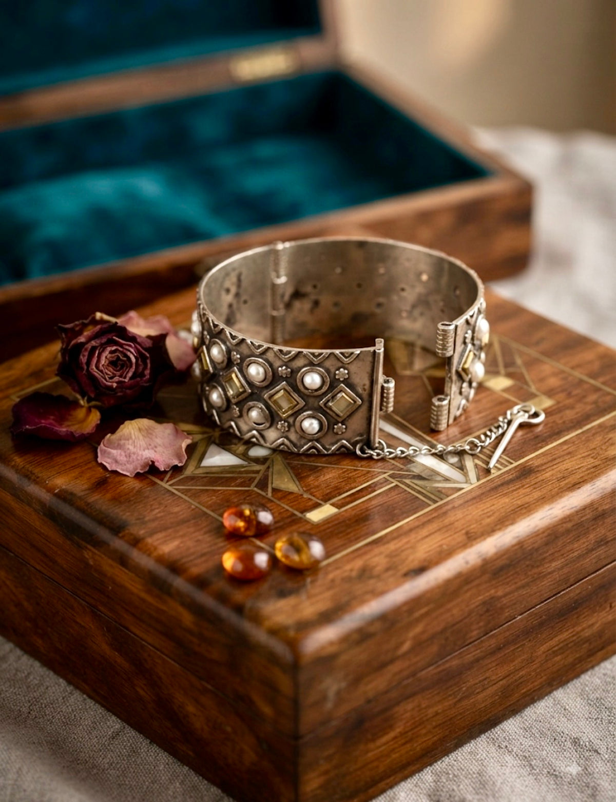 Zoya Mirror-Work Golden Silver CUFF