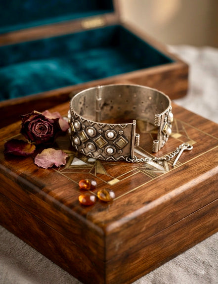 Zoya Mirror-Work Golden Silver CUFF
