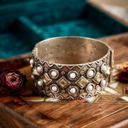 Zoya Mirror-Work Golden Silver CUFF