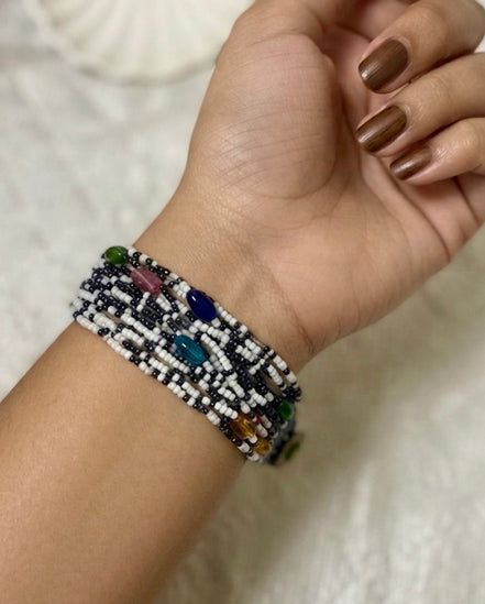 Midnight Mosaic Multi-Strand Beaded Bracelet