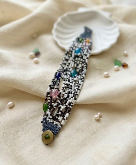 Midnight Mosaic Multi-Strand Beaded Bracelet