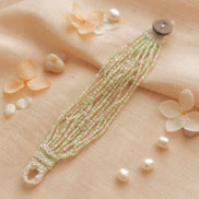 Mint & Peach Multi-Strand Pastel Beaded Bracelet