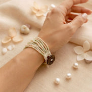 Mint & Peach Multi-Strand Pastel Beaded Bracelet