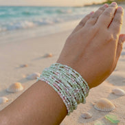Mint & Peach Multi-Strand Pastel Beaded Bracelet