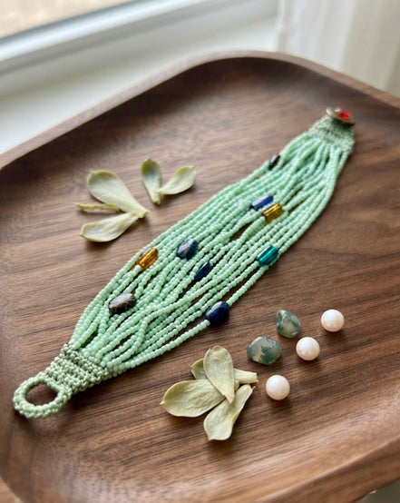 Sage Multi-Strand Gem Bracelet