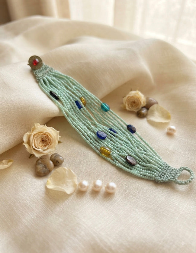 Sage Multi-Strand Gem Bracelet
