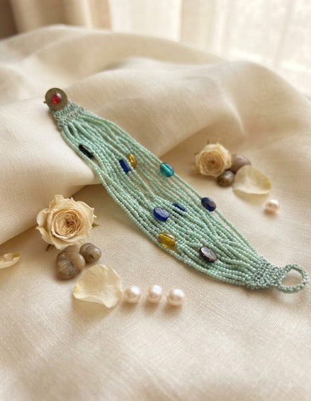 Sage Multi-Strand Gem Bracelet