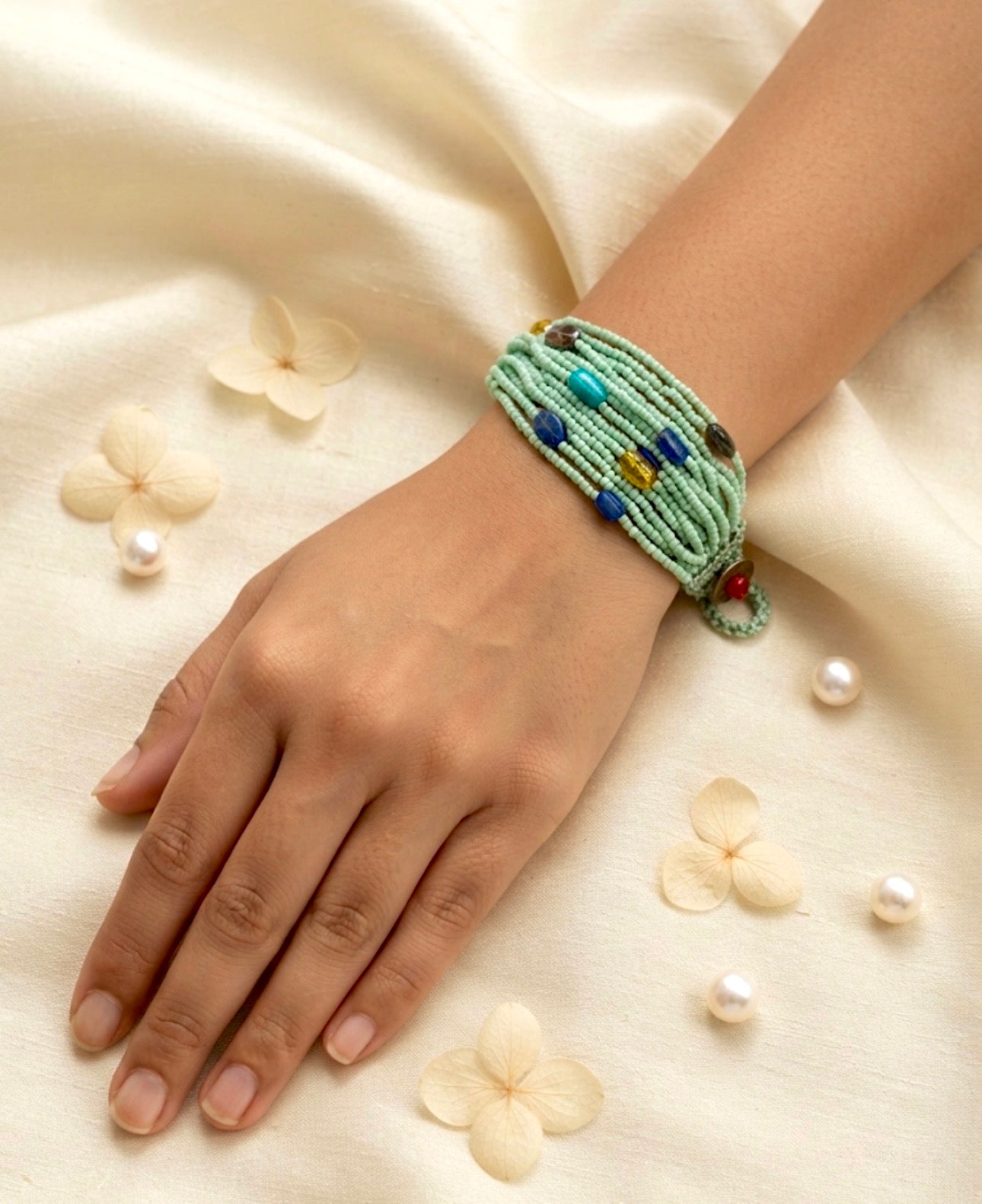 Sage Multi-Strand Gem Bracelet