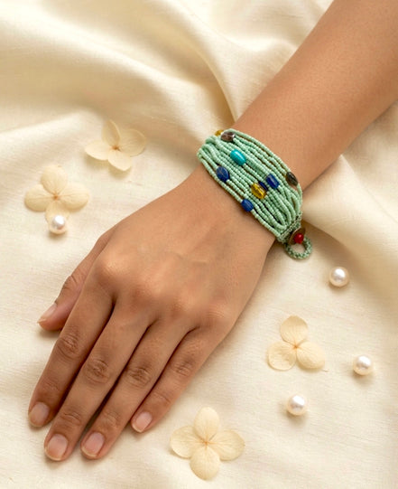 Sage Multi-Strand Gem Bracelet