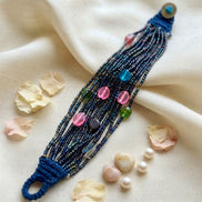 Twilight Multi-Strand Indigo Beaded Bracelet