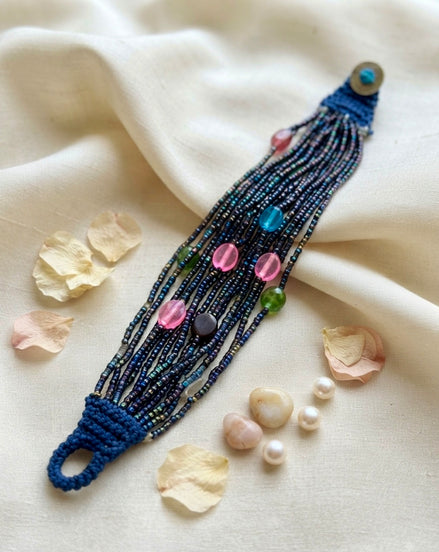 Twilight Multi-Strand Indigo Beaded Bracelet