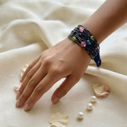 Twilight Multi-Strand Indigo Beaded Bracelet