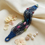 Twilight Multi-Strand Indigo Beaded Bracelet