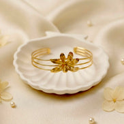 Golden Jasmine Matte Gold Triple-Wire Floral Cuff