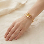 Golden Jasmine Matte Gold Triple-Wire Floral Cuff