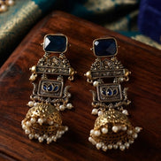 Royal Indigo Lotus Jhumkas