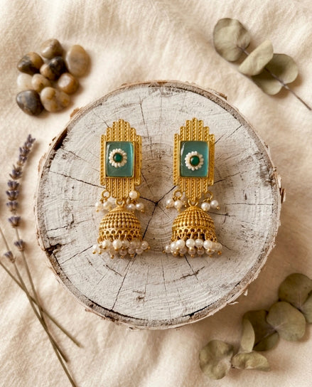 Mint Daisy Jhumkis
